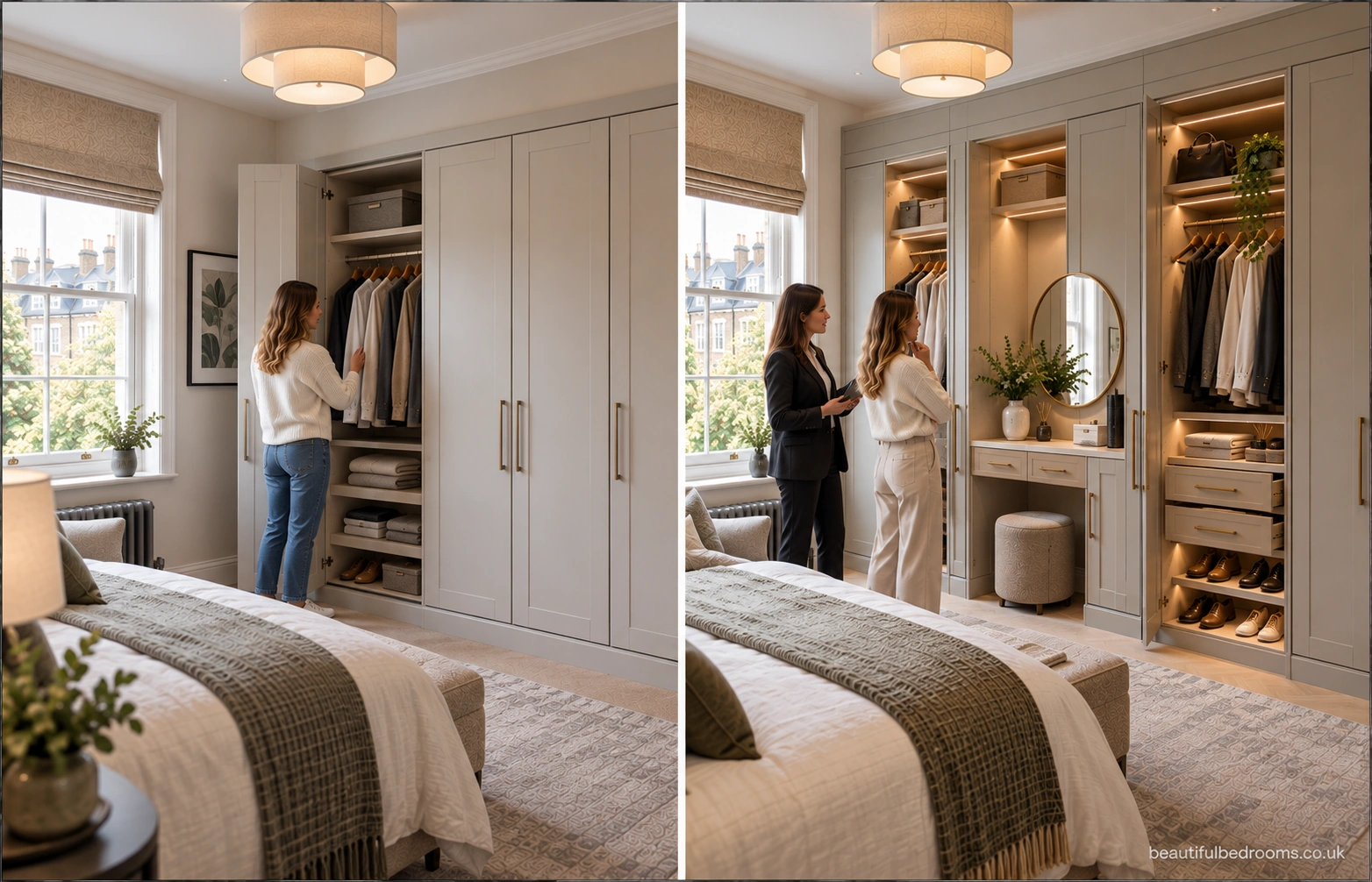 Comparison of different fitted bedroom specifications and storage options